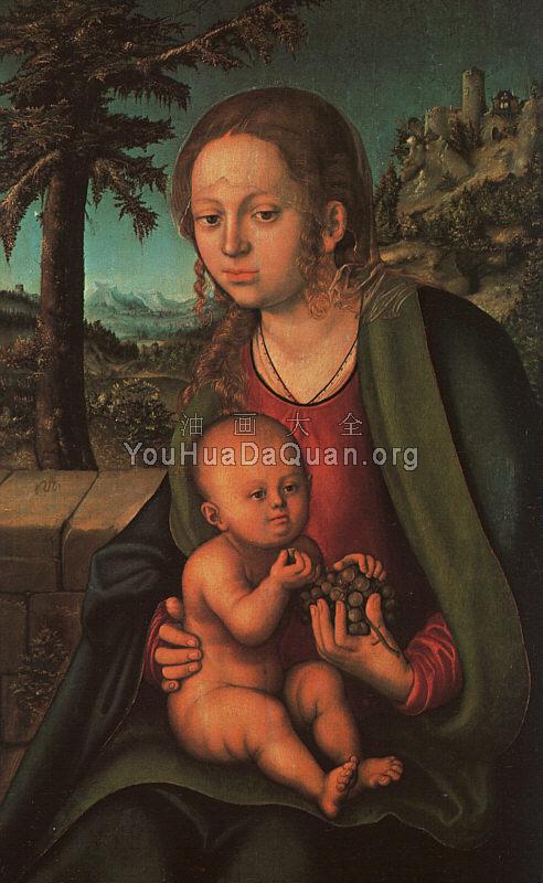 Virgin and Child with a Bunch of Grapes - 大卢卡斯·克拉纳赫